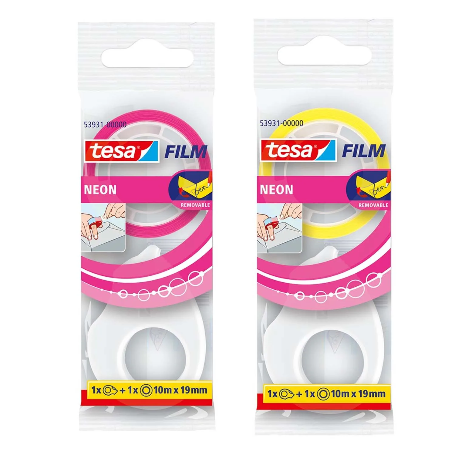 Dispensador Con Cinta Adhesiva Neón Tesa Color Surtido 10mts