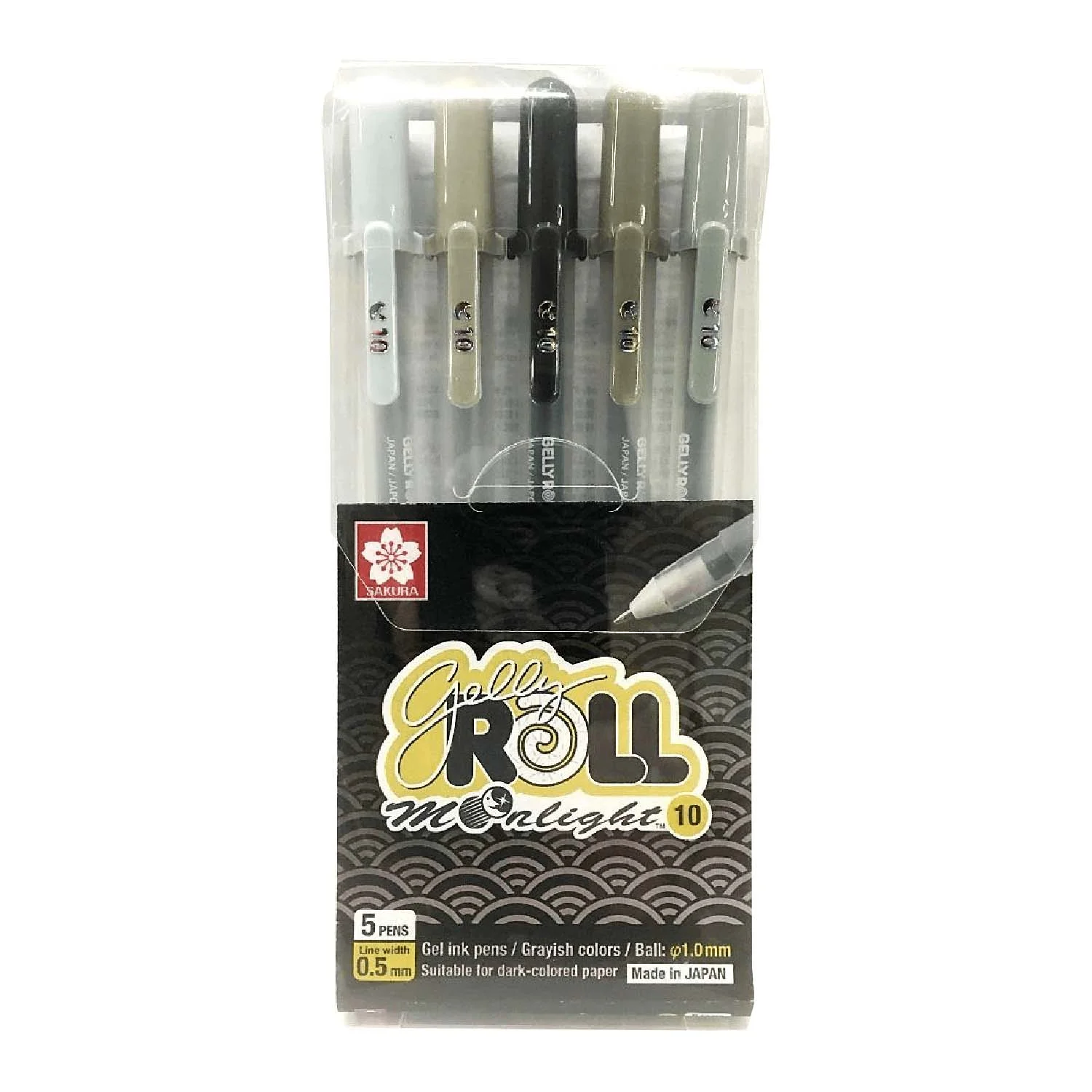 Lapiz Gel Gelly Roll Sakura Moonlight 5 Colores Grises