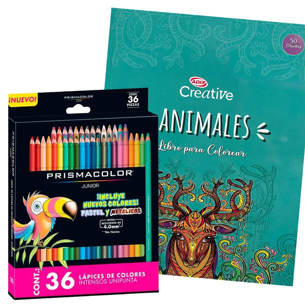 [PROMO10] Libro Mandala de Animales + 36 Lápices de Colores