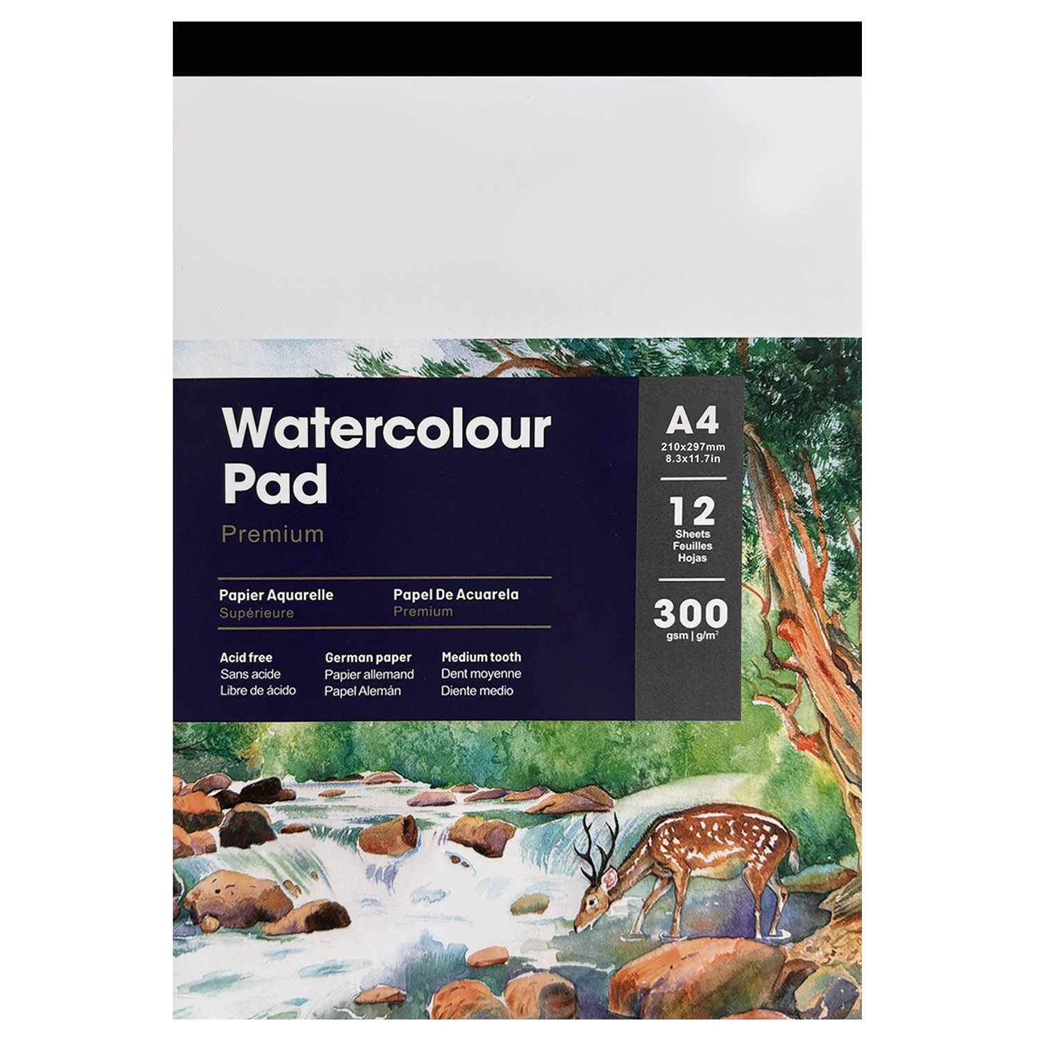 Block Papel Acuarela Renart A4(21 x 29.7 cm) 300gr. 12hj