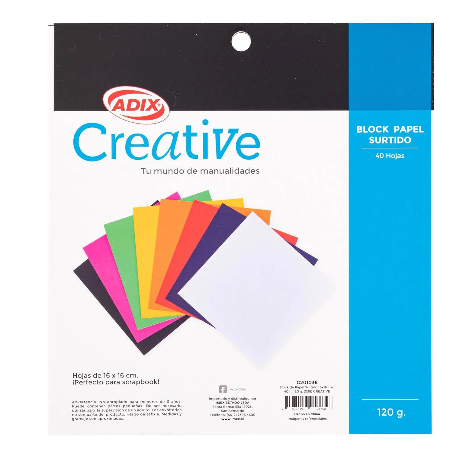 Block Papel Surtido Adix 16x16cm 120gr. 40hj