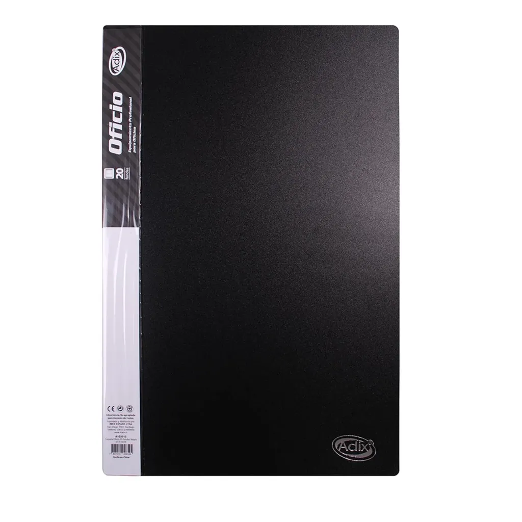 Carpeta Adix con 20 Fundas Color Negro (Oficio)