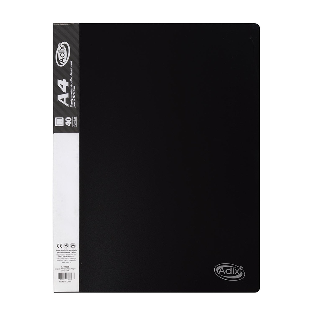 [A103008] Carpeta Adix con 40 Fundas Color Negro (A4)