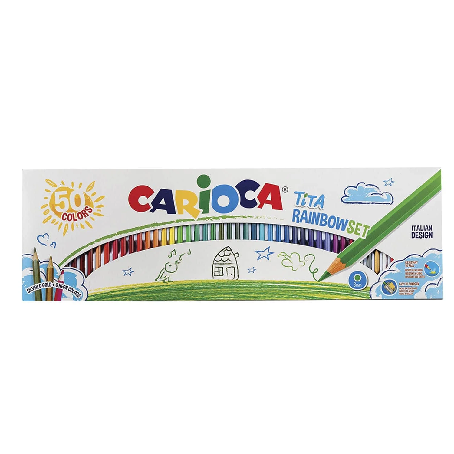 [42990] Lápices Carioca Tita Hexagonal Borrable (50 Colores)