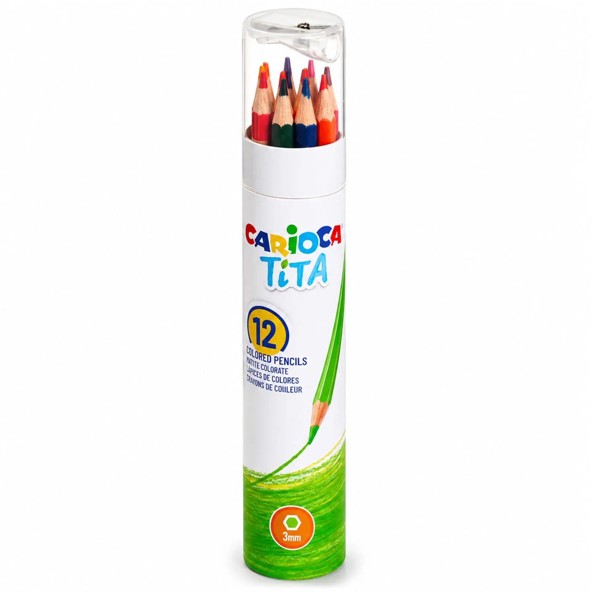 Lápices Carioca Tita Hexagonal Borrable + Sacapuntas (12 Colores)