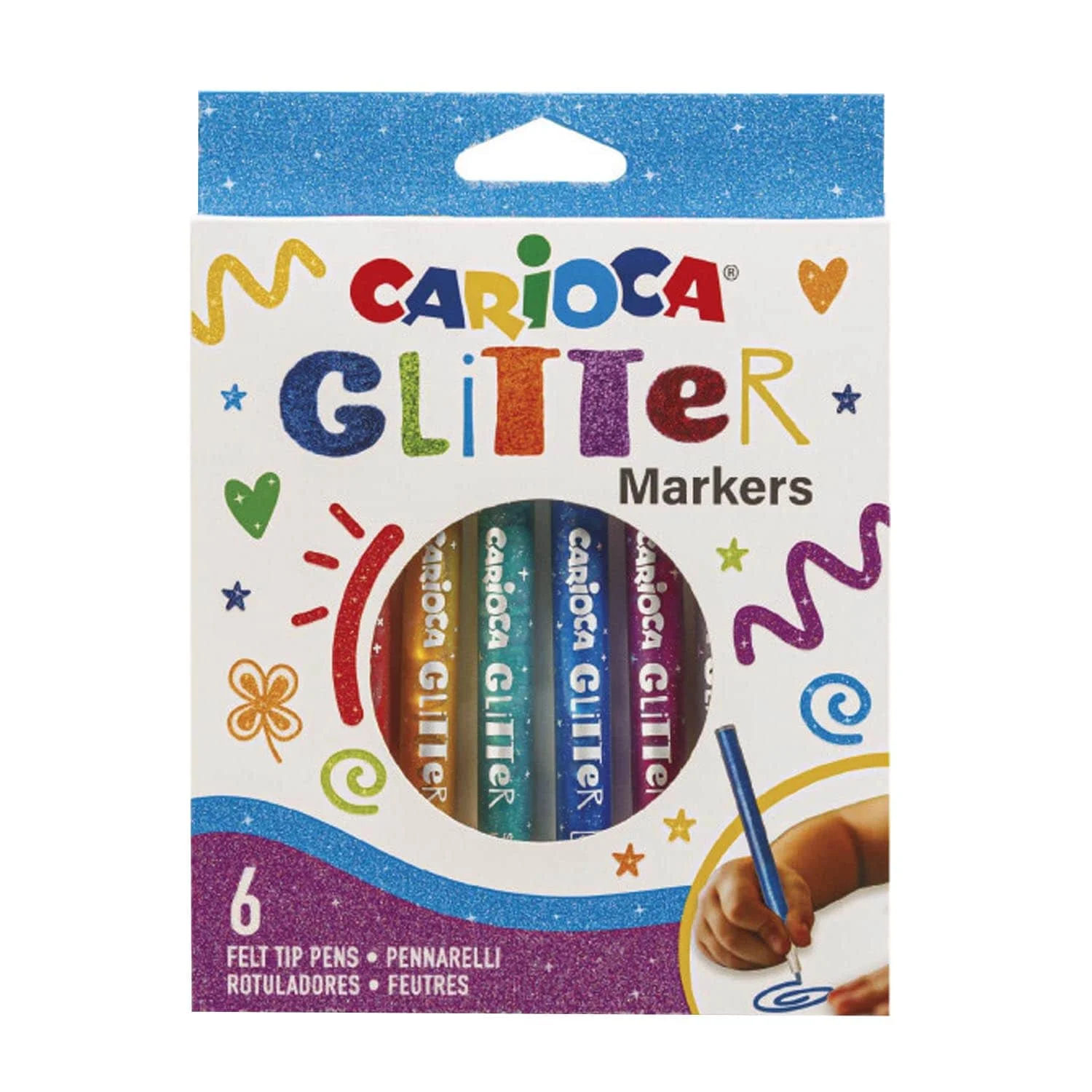 Plumones Glitter Carioca 6 Colores