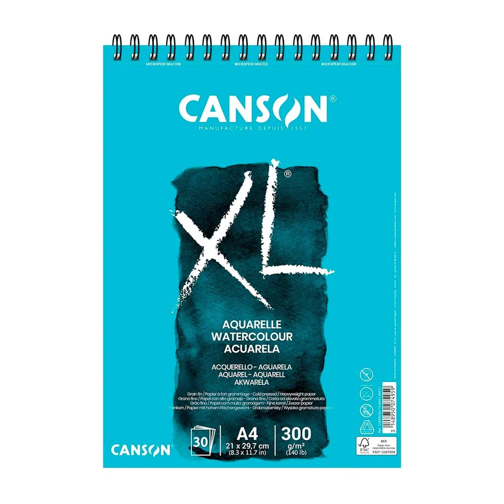 [39170] Croquera Canson XL Aquarelle 300gr 30 hjs A4 (21x29.7cm)