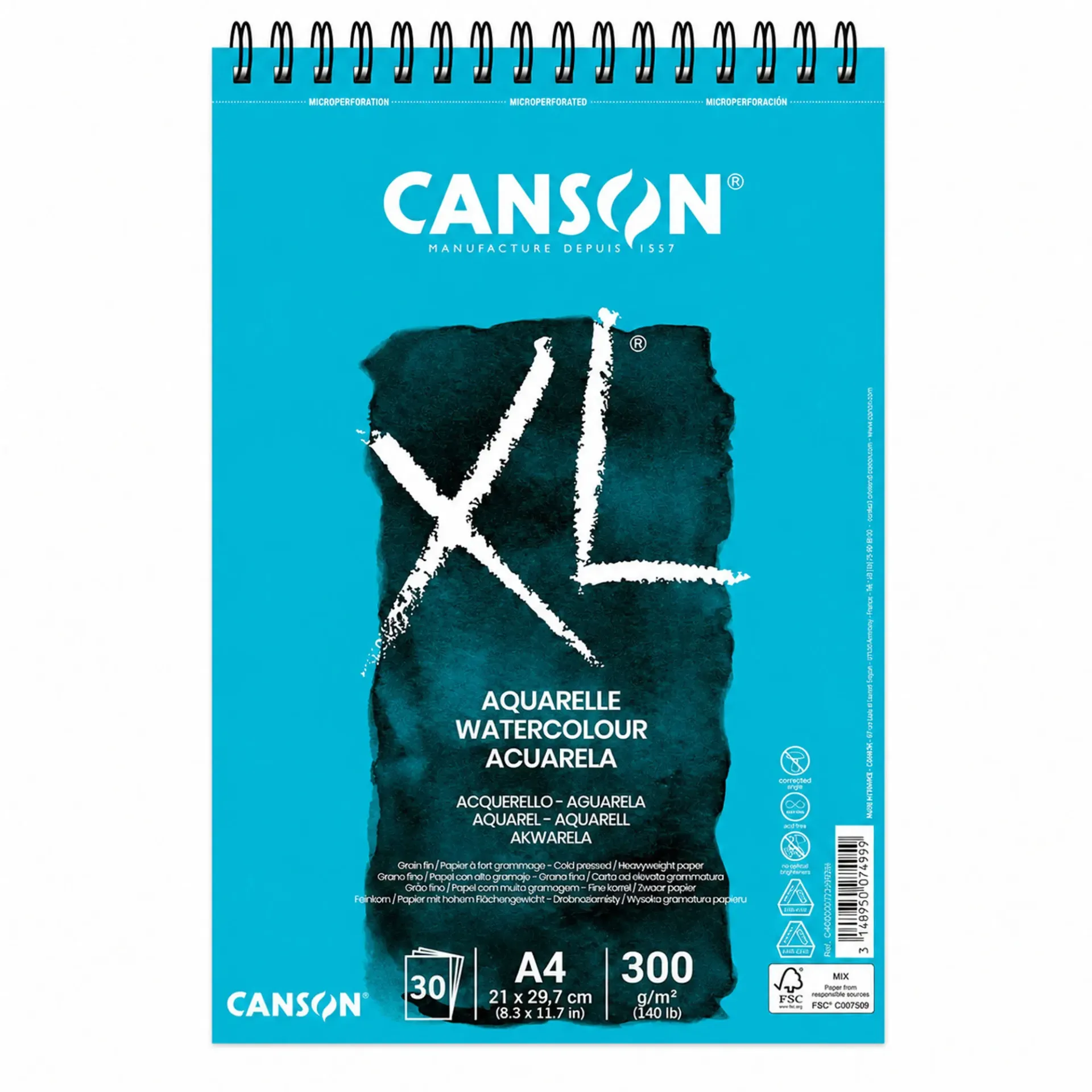 Croquera Canson XL Aquarelle 300gr 30 hjs A4 (21x29.7cm)