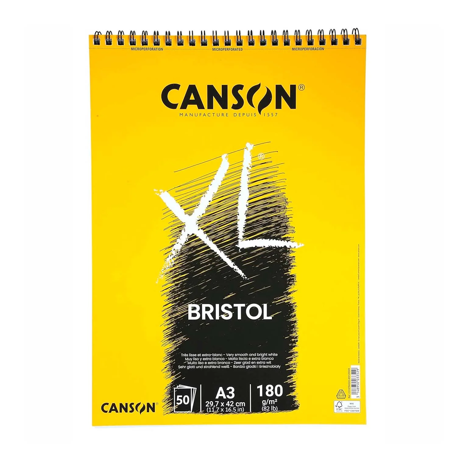 Croquera Canson XL Bristol 180gr 50 hjs A3 (29.7x42cm)