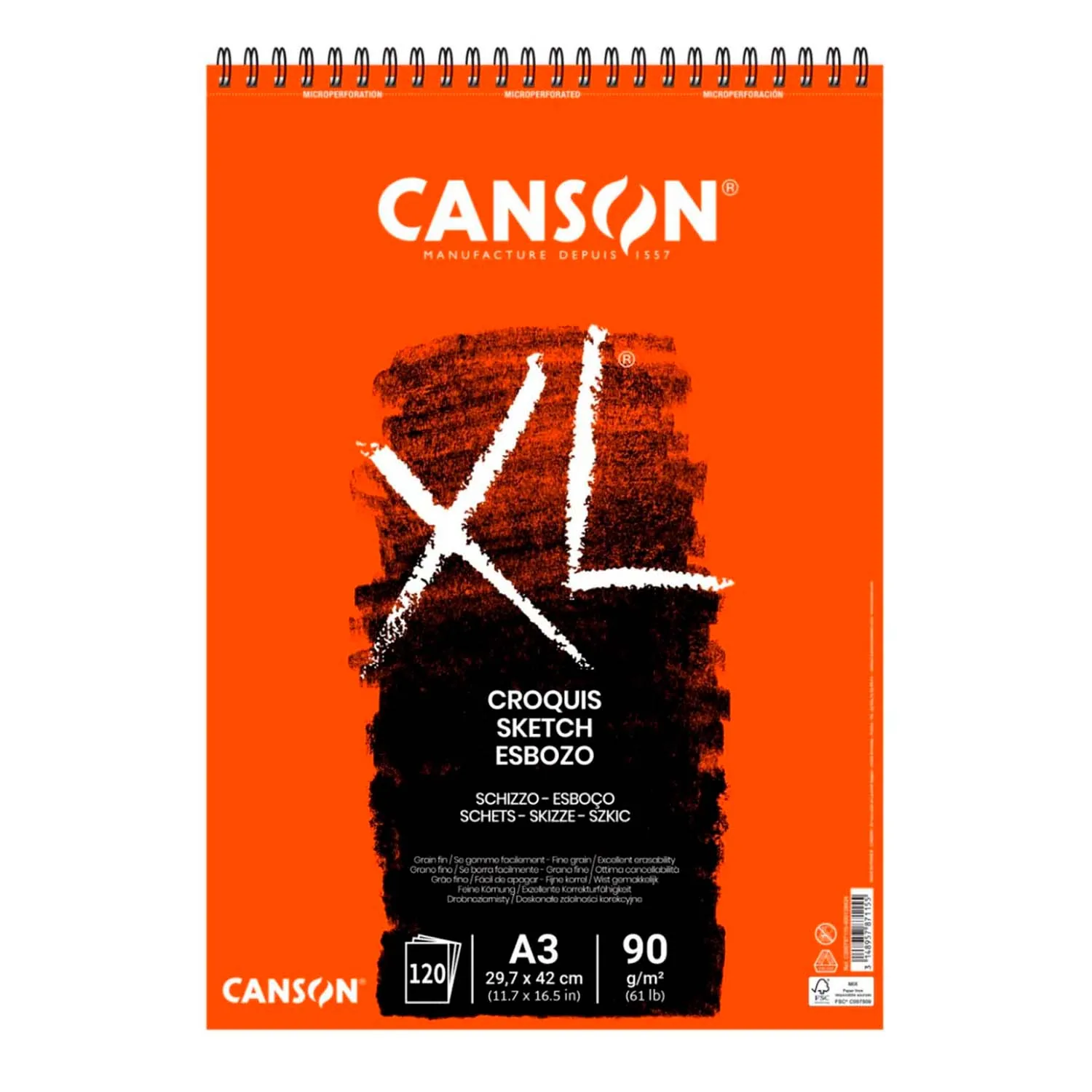[787115] Croquera Canson XL Croquis 90gr 120 hjs A3 (29.7x42cm)