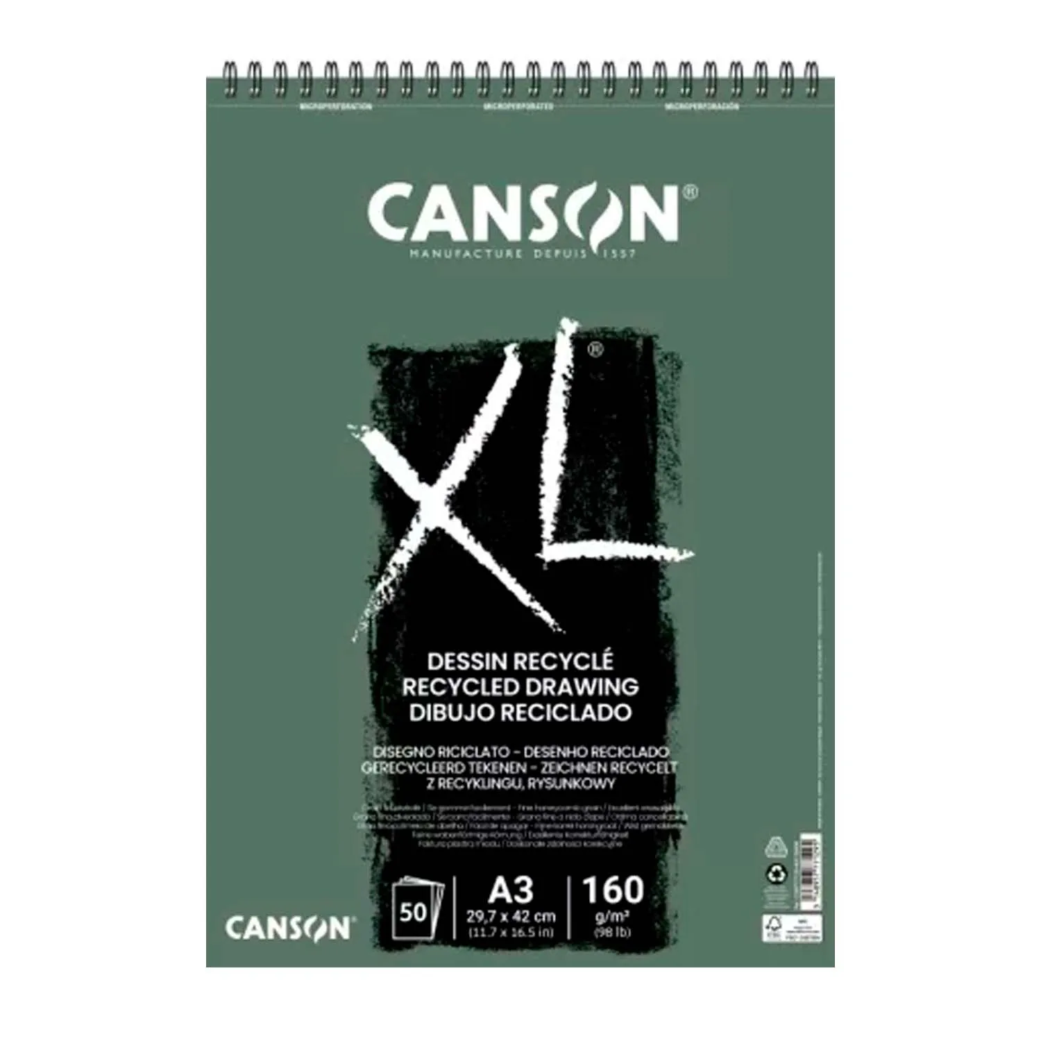 [777129] Croquera Canson XL Recycle 160gr 50 hjs A3 (29.7x42cm)