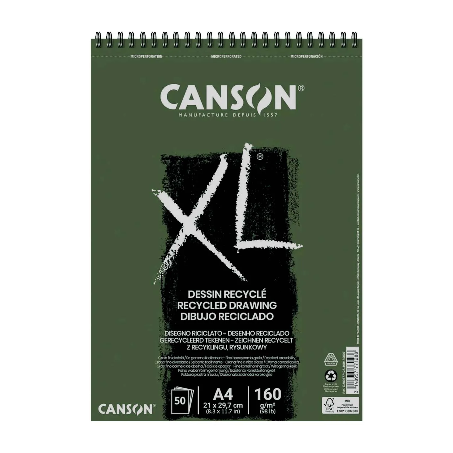 [777128] Croquera Canson XL Recycle 160gr 50 hjs A4 (21x29.7cm)