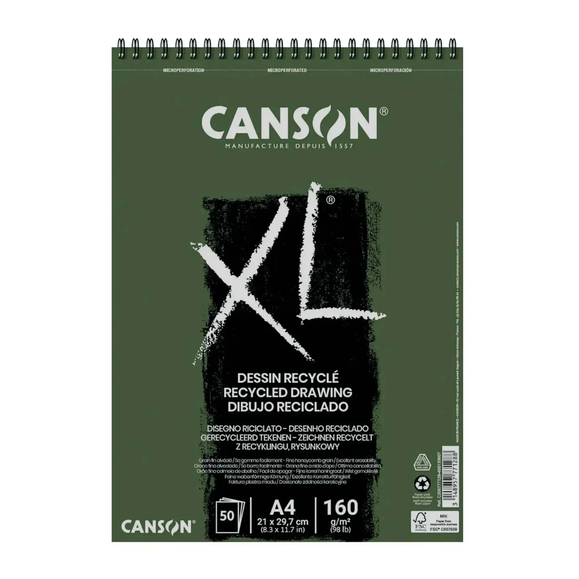 Croquera Canson XL Recycle 160gr 50 hjs A4 (21x29.7cm)