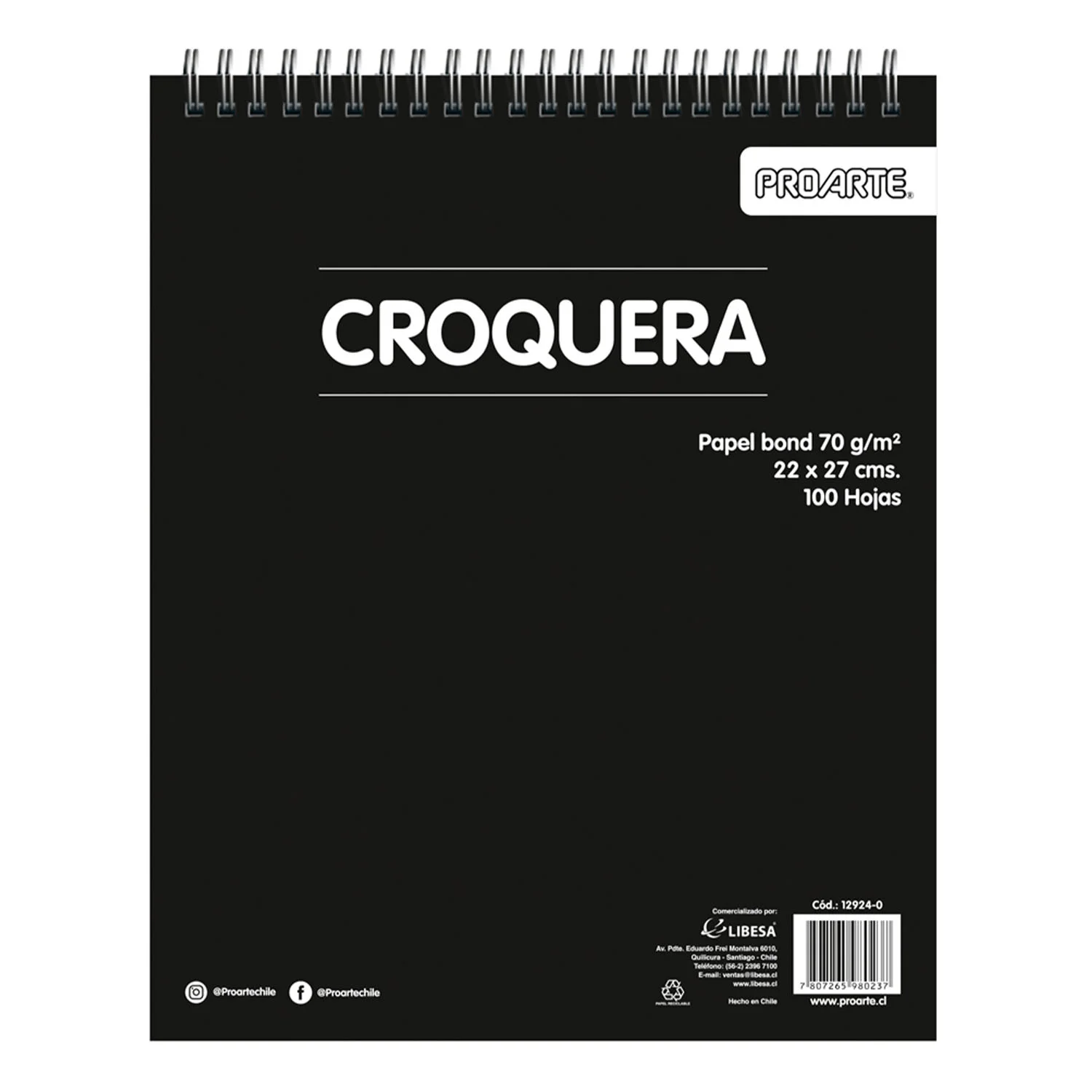 Croquera Proarte 22X27cm 100hjs