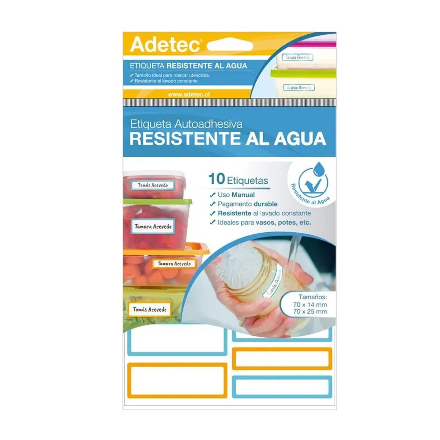Etiqueta Plástica Adetec Resistente al Agua 70x15mm