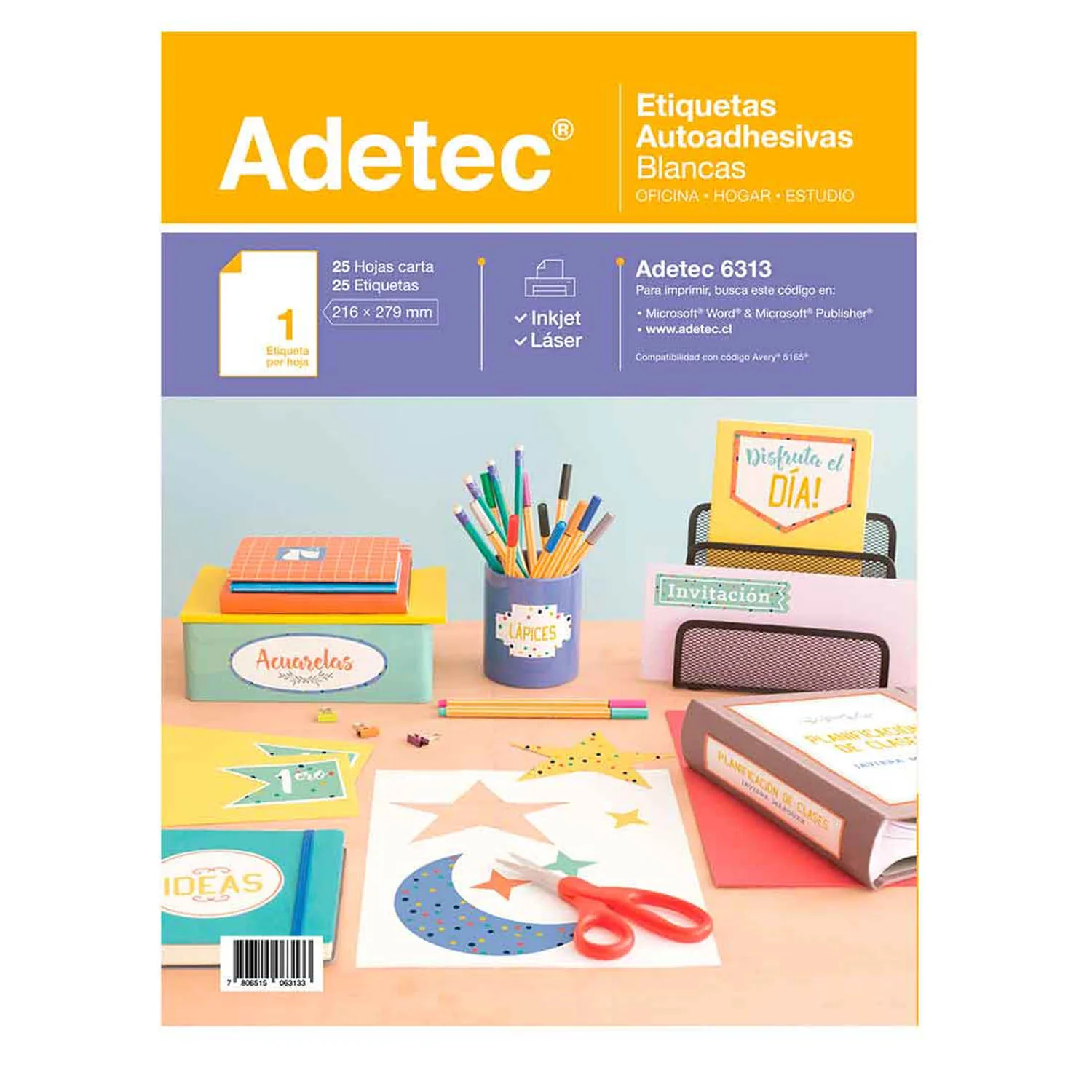 Etiqueta para Impresión Adetec Autoadhesivas Carta 25 hjs