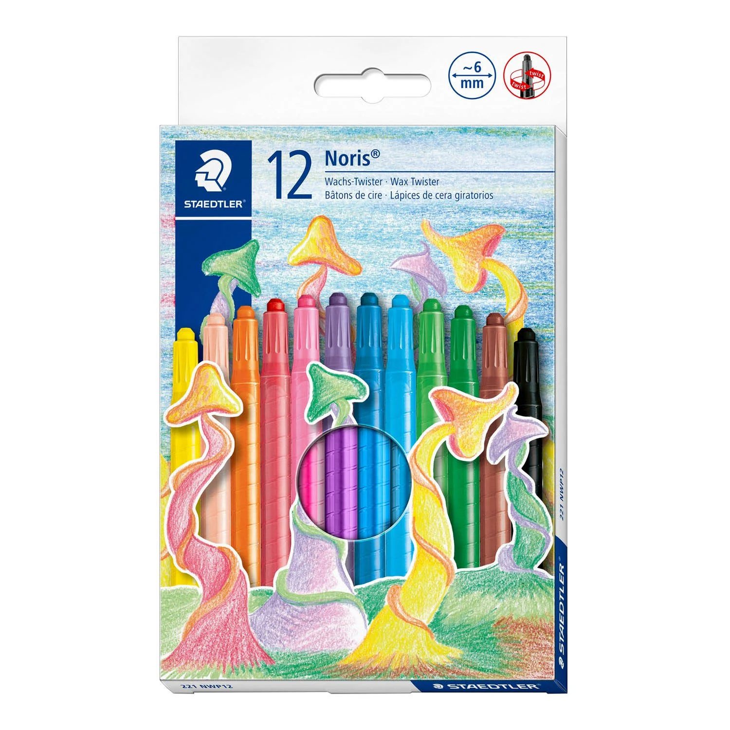 Lápices de Cera Staedtler 12 Colores Delgados Giratorios