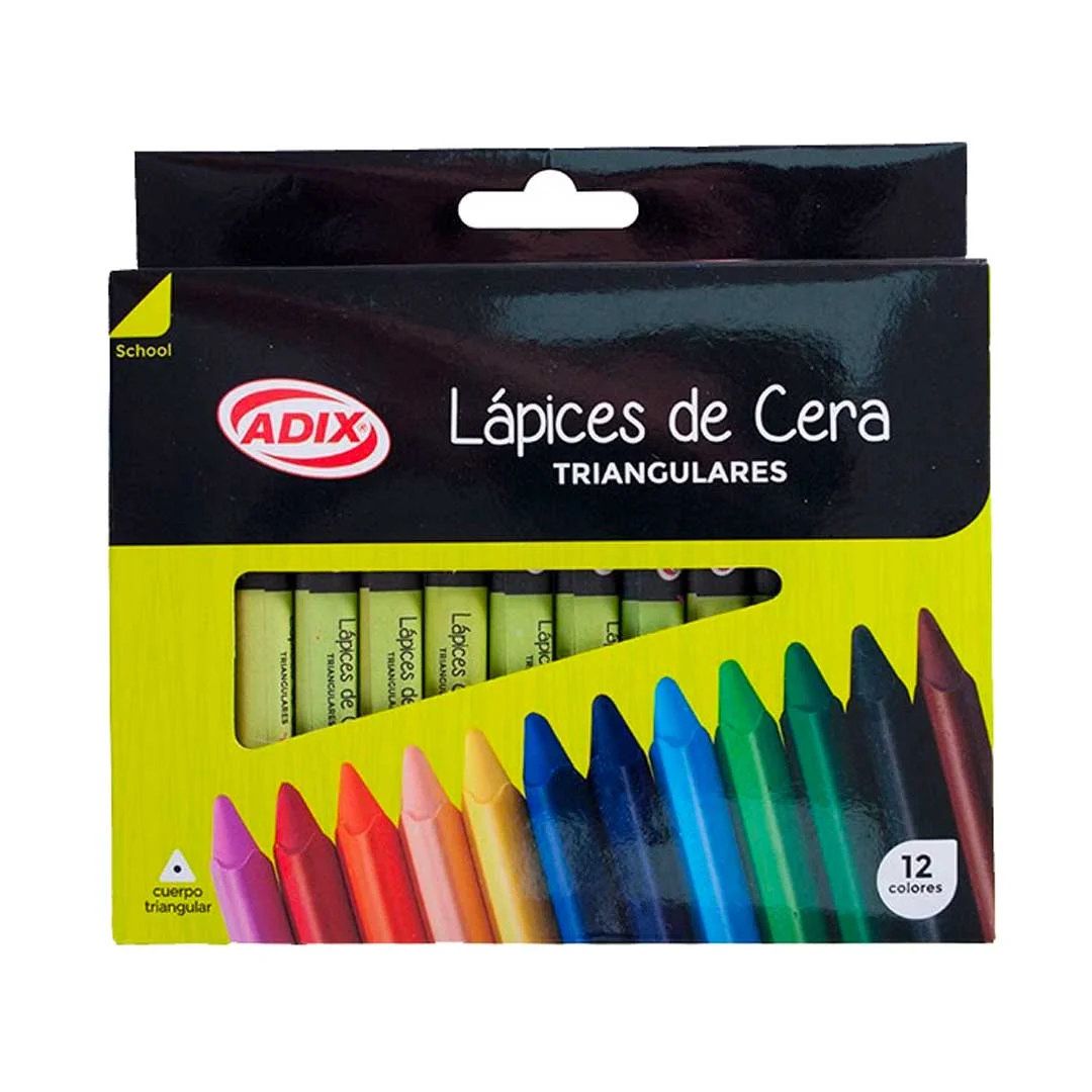 Lápiz Cera triangulares 12 Colores ADIX