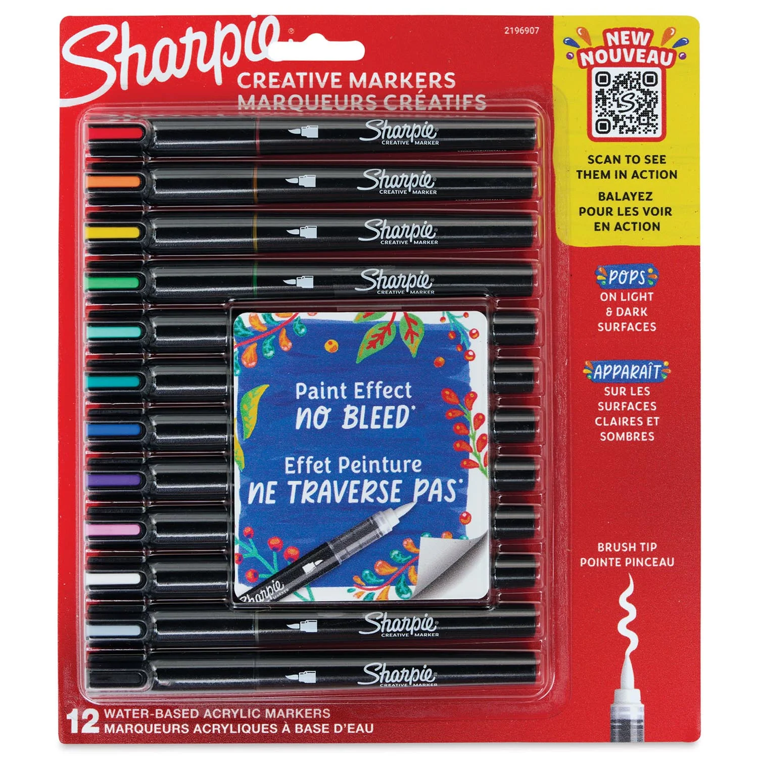 [2201183] Marcador Sharpie Acrílico Punta Pincel 12 colores