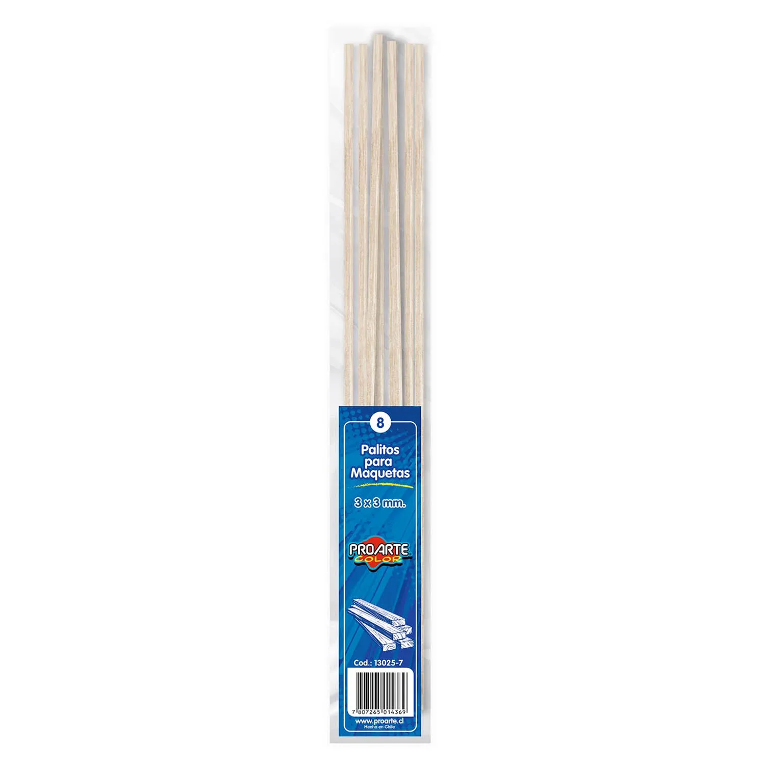 [13025-7] Palos de Maqueta Proarte 50cm 3x3 8uds