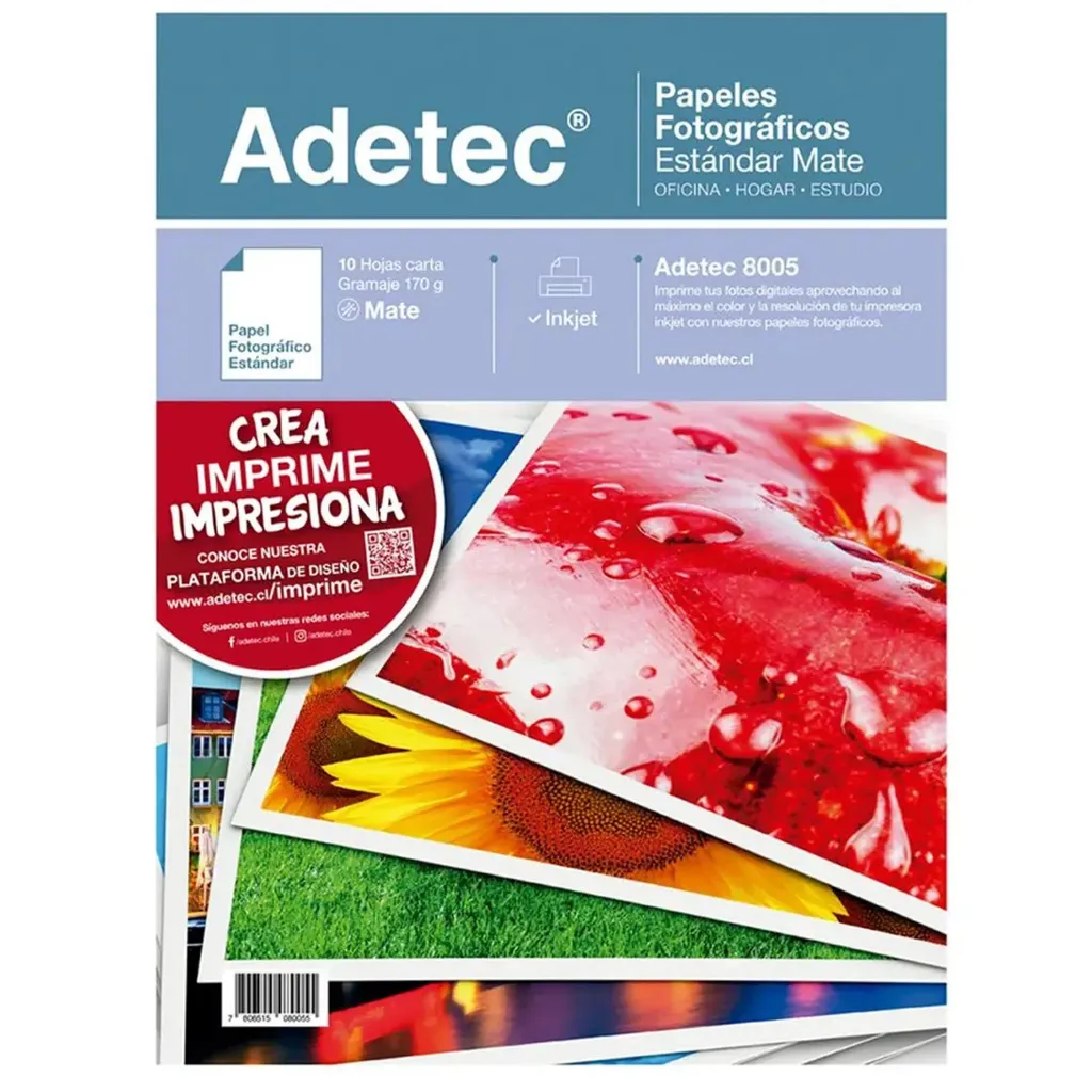 Papel Fotográfico Adetec Mate Carta 170grs 10 hjs