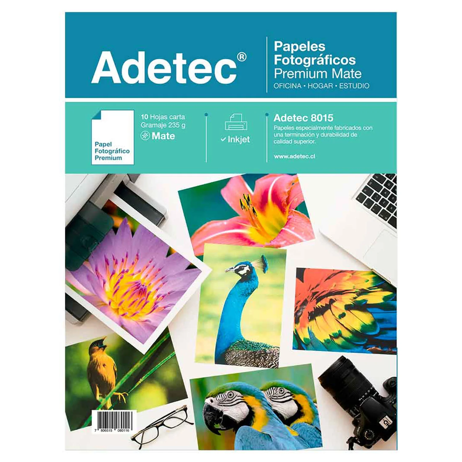 [8015] Papel Fotográfico Adetec Mate Carta 235grs 10 hjs