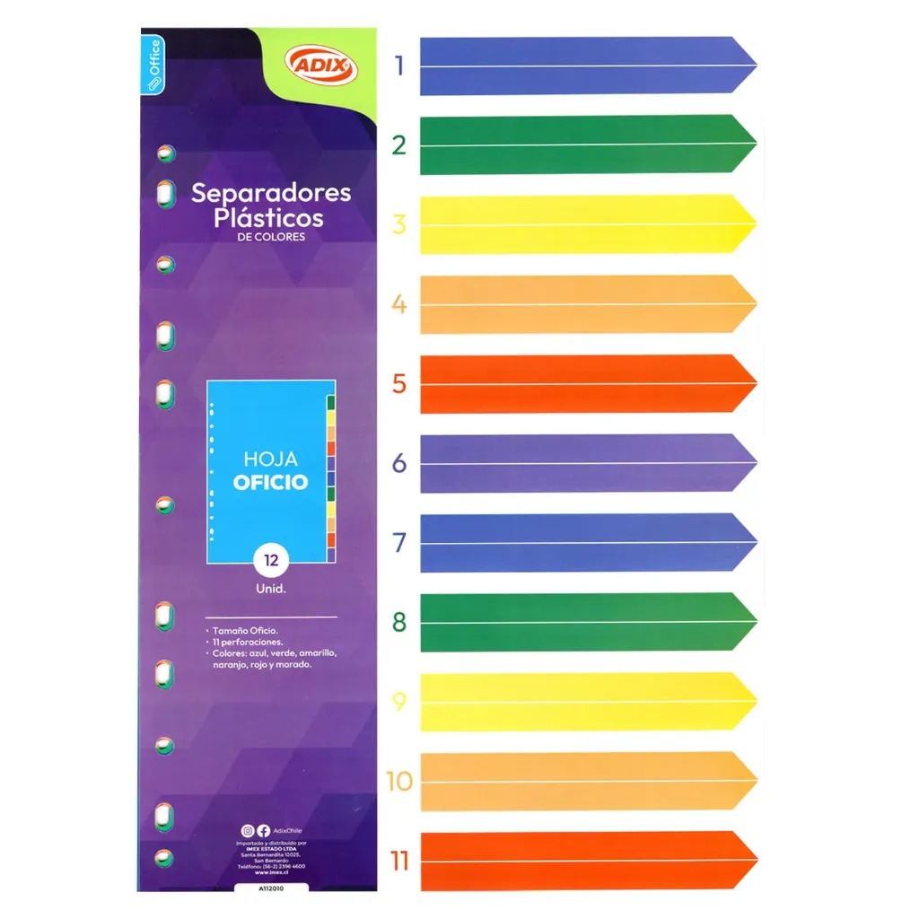 Separadores Plásticos Adix Tamaño Oficio (12ud)
