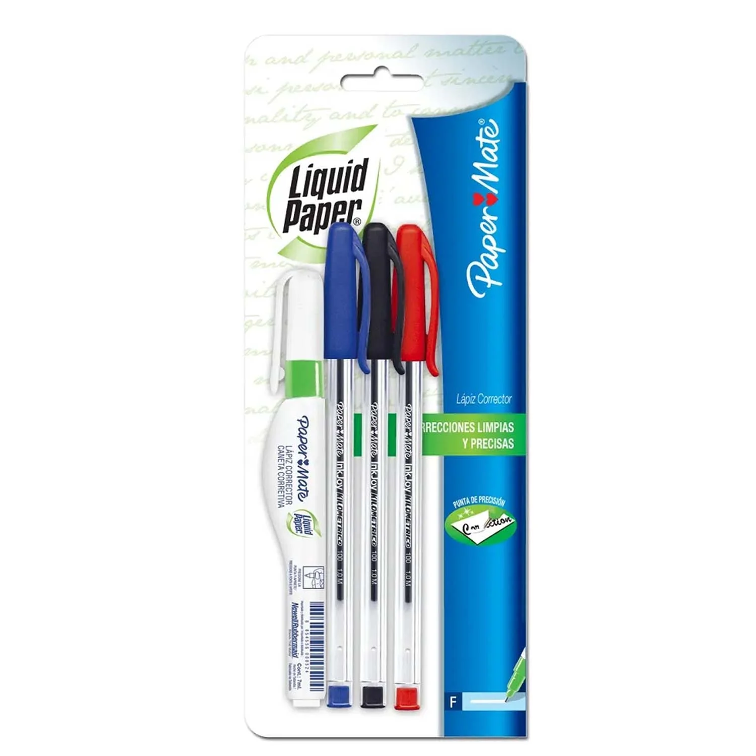 Set Lápiz Corrector + 3 Bolígrafos Paper Mate