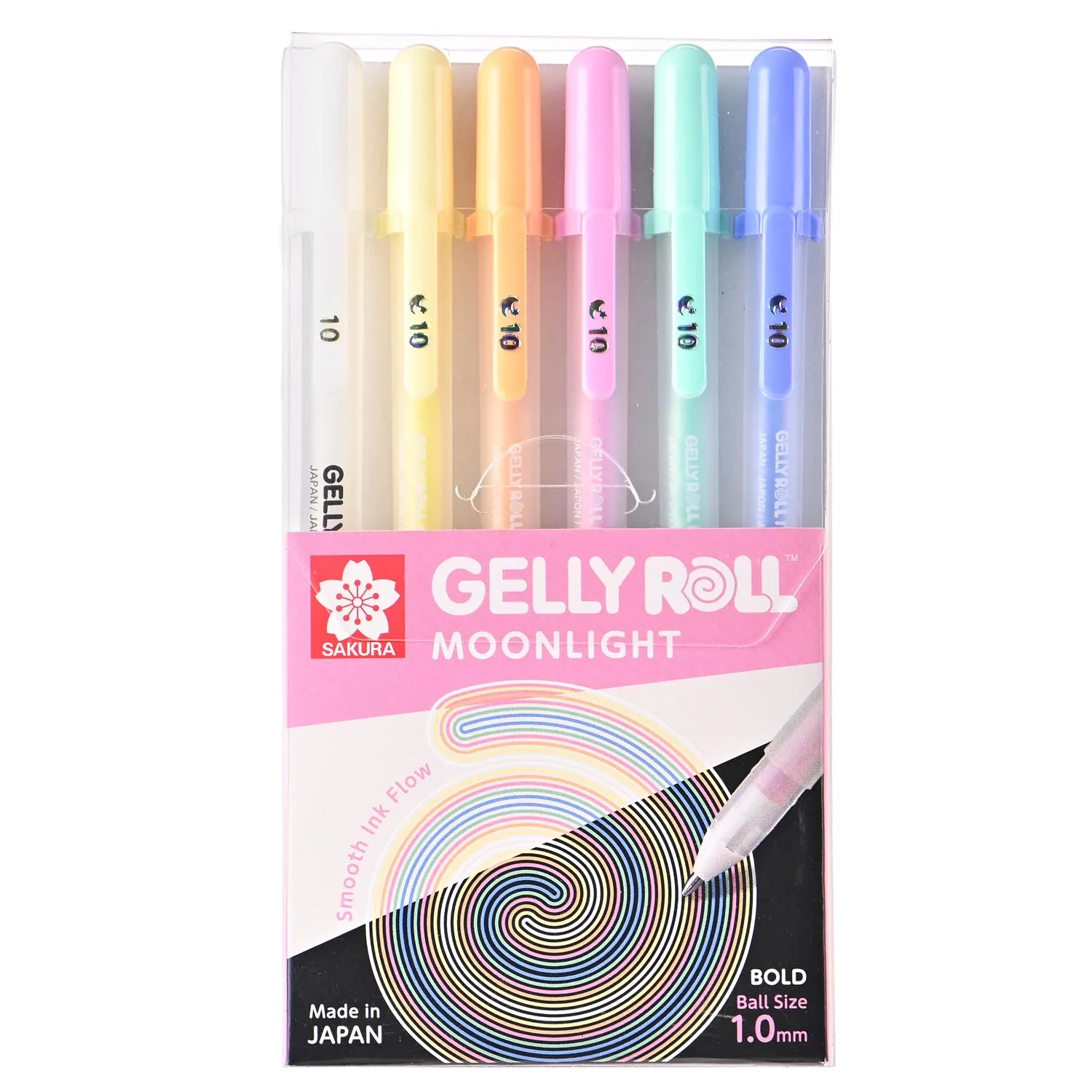 Set Lápiz Gel Gelly Roll Sakura Moonlight 6 Colores Pasteles