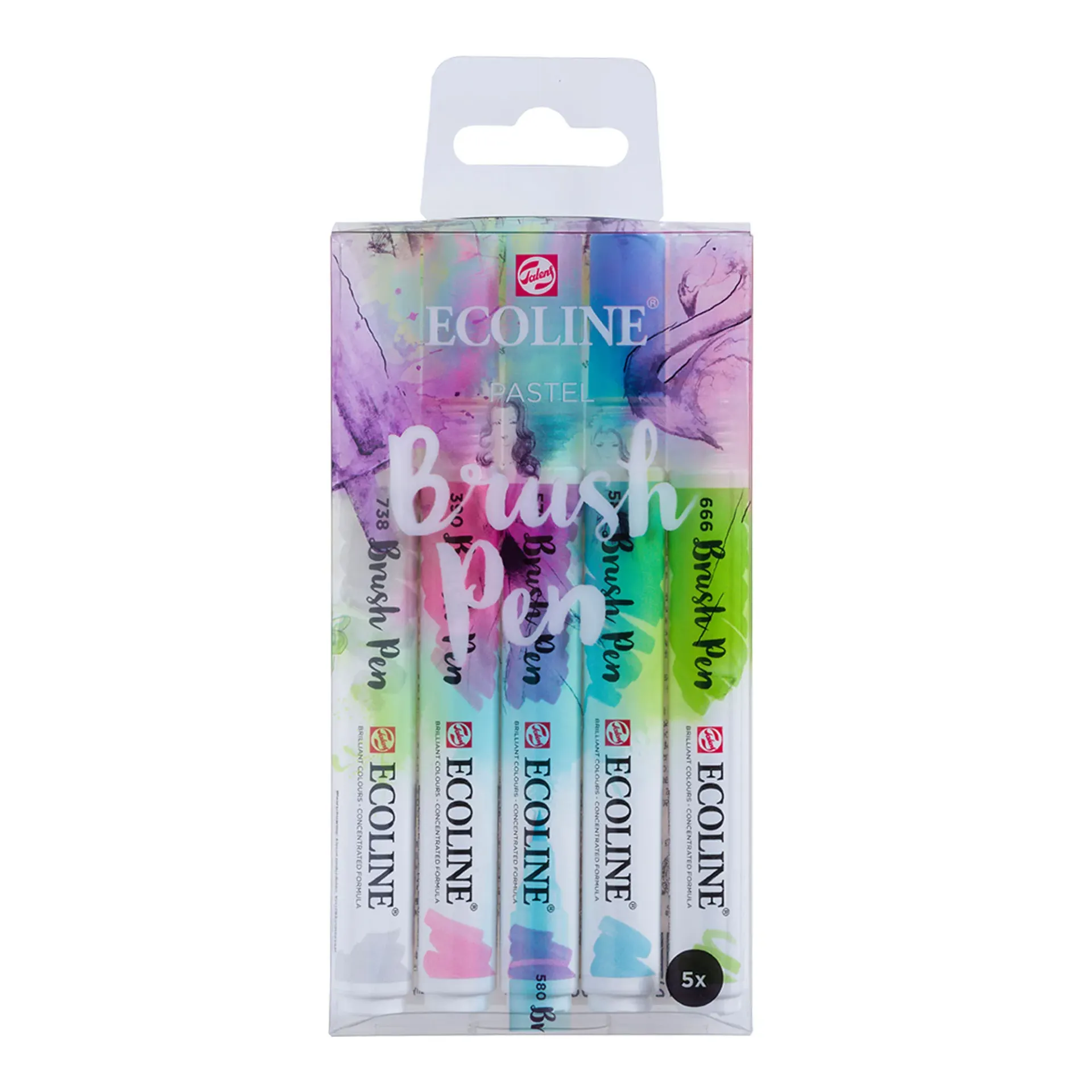 Set Plumones Punta Pincel Ecoline (5 Colores Pastel)