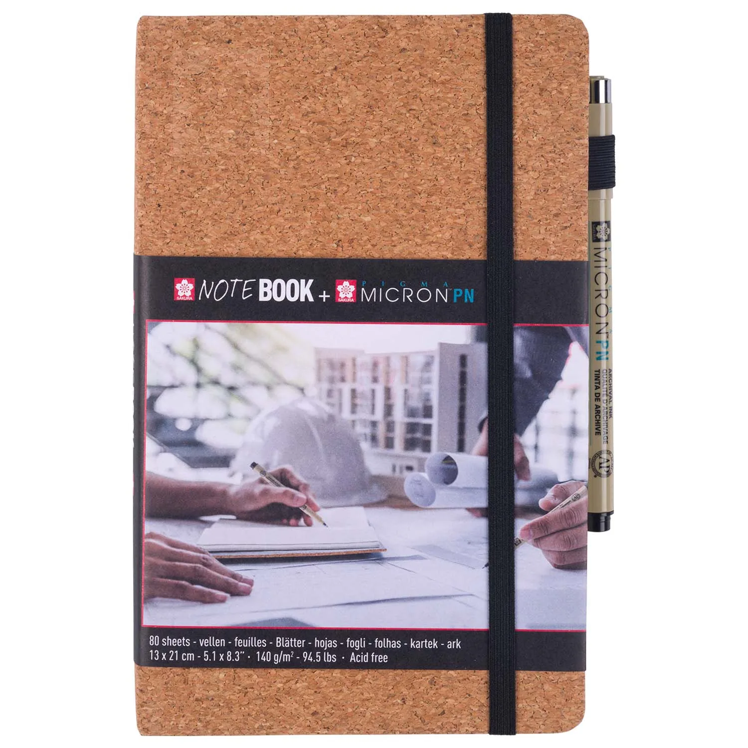 [94150503] Sketchbook Sakura Hoja Blanco 21x13cm Corcho + Pigma Micron PN Negro