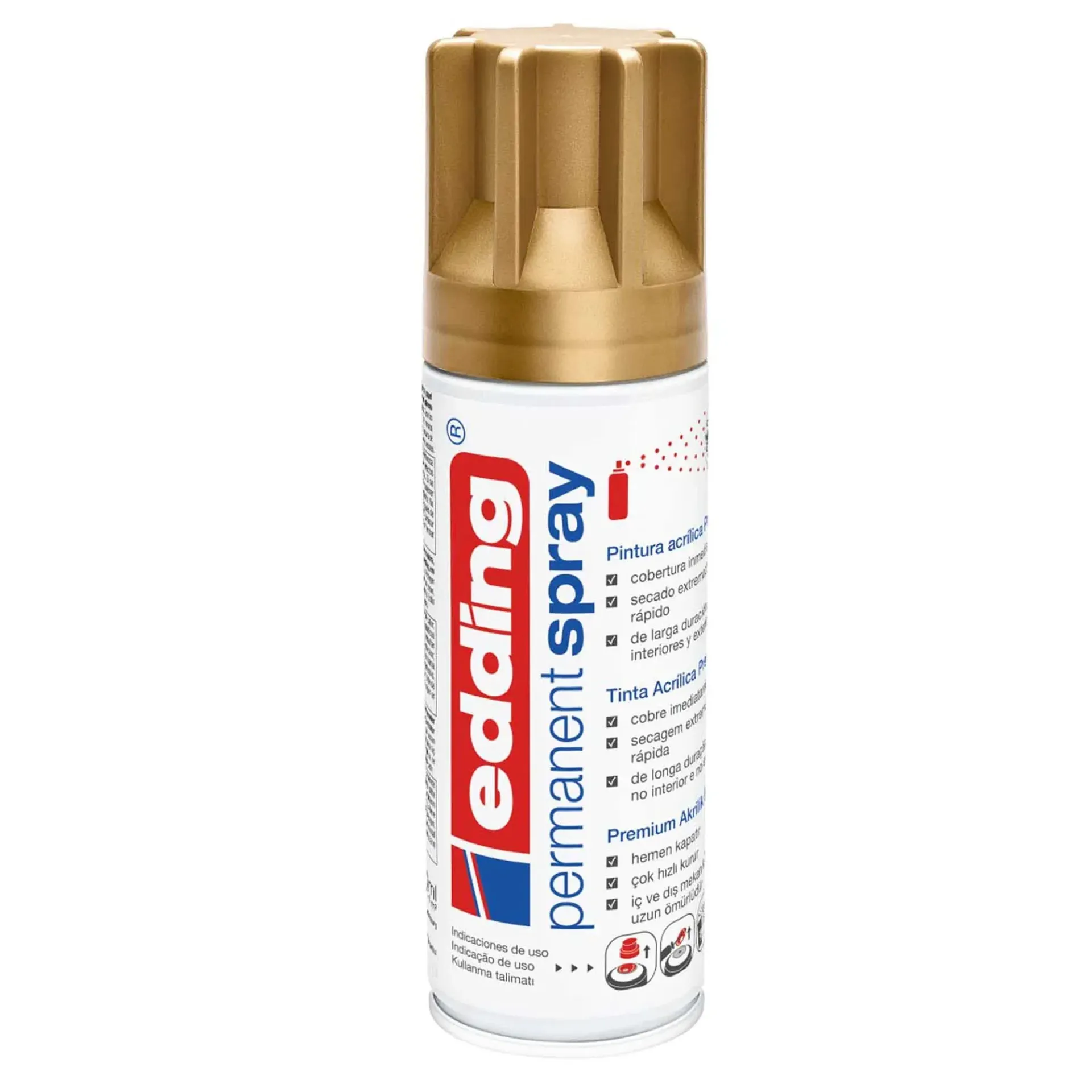 Spray Acrílico Permanente Edding E-5200 Premium Dorado Mate