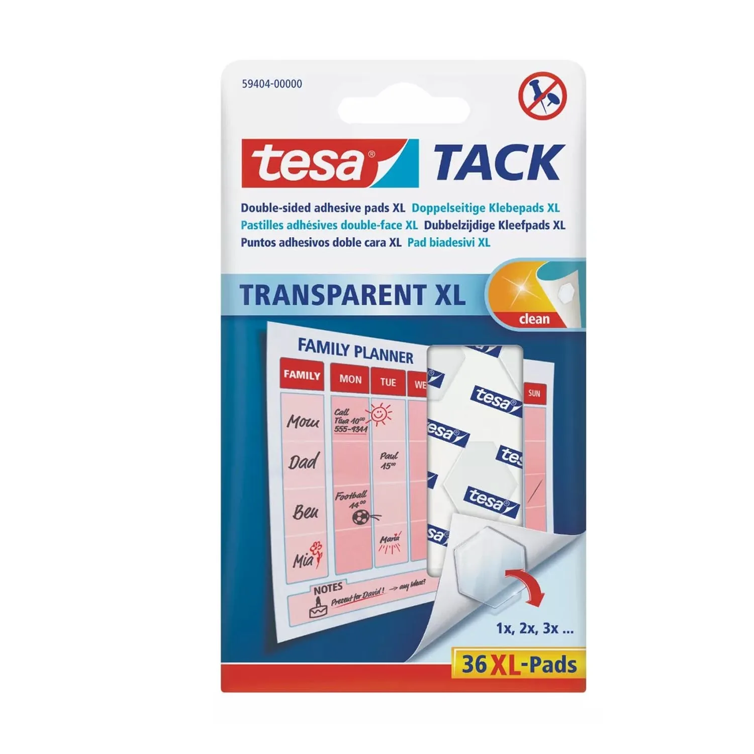 [59404] Tack XL Transparente Tesa 36 Pzas