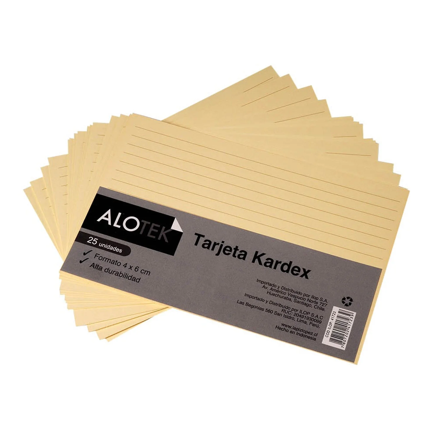 Tarjeta Kardex Rayado 13x20 cm 25un.