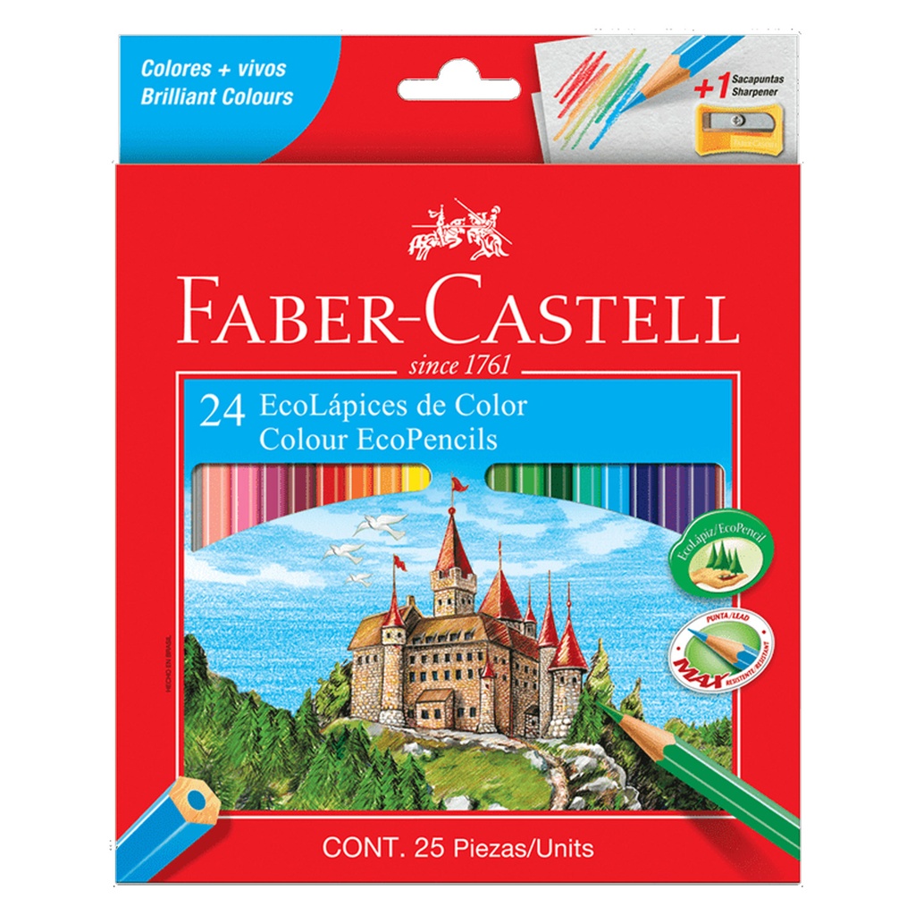 [120124EX] Lápices Faber-Castell Ecolápices 24 Colores + Sacapuntas