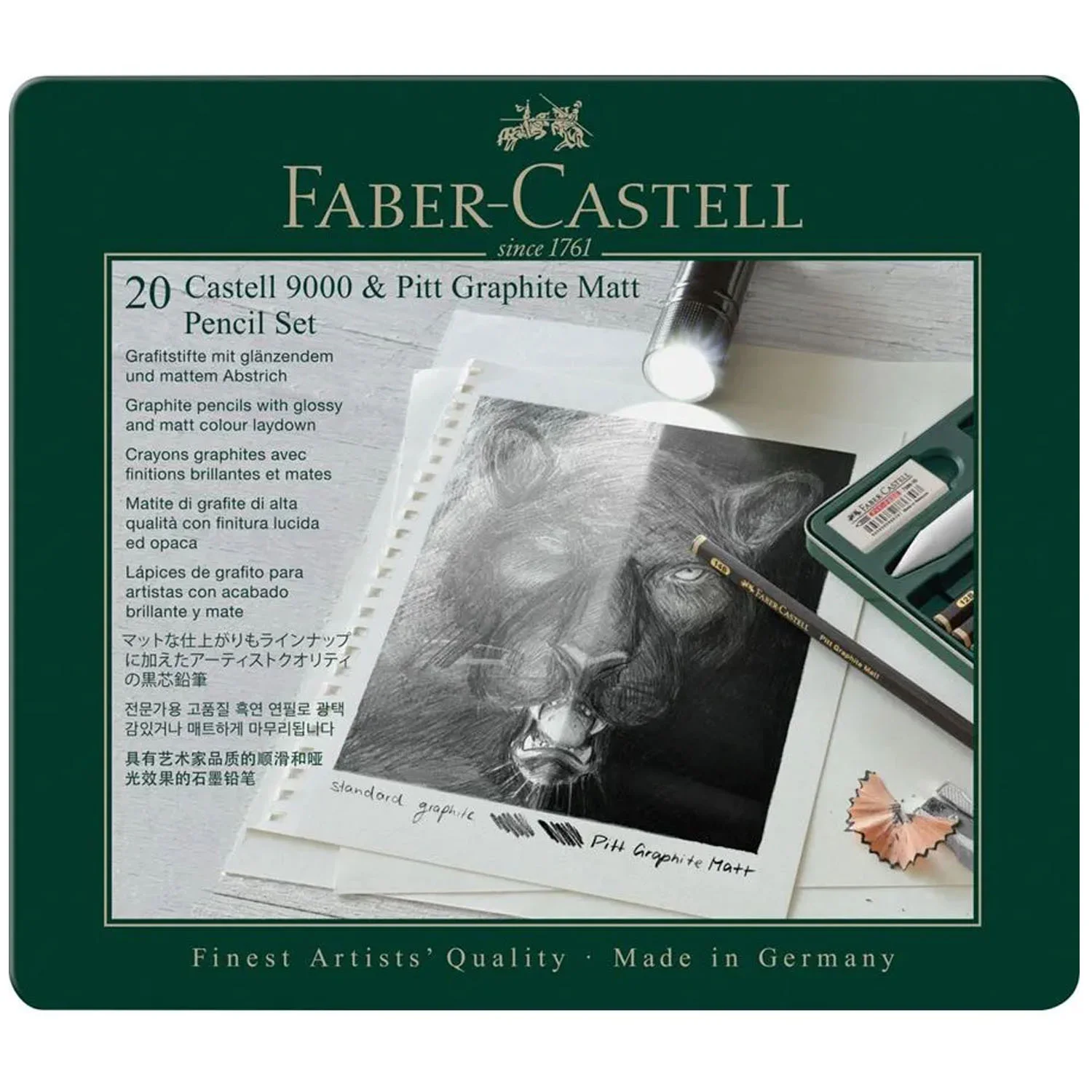 Lápices Grafito Faber-Castell Mate & Castell 9000 (20 pzas)