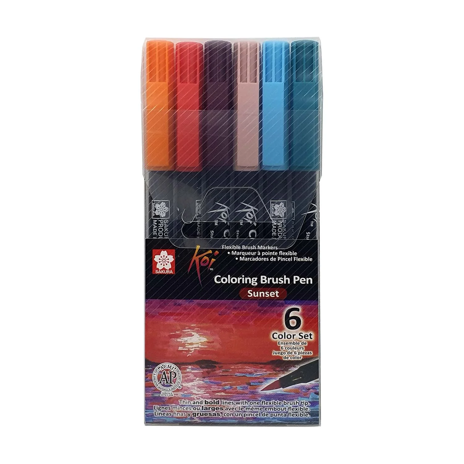 Set Plumones Acuarelables Sakura Koi 6 Colores Puesta de Sol