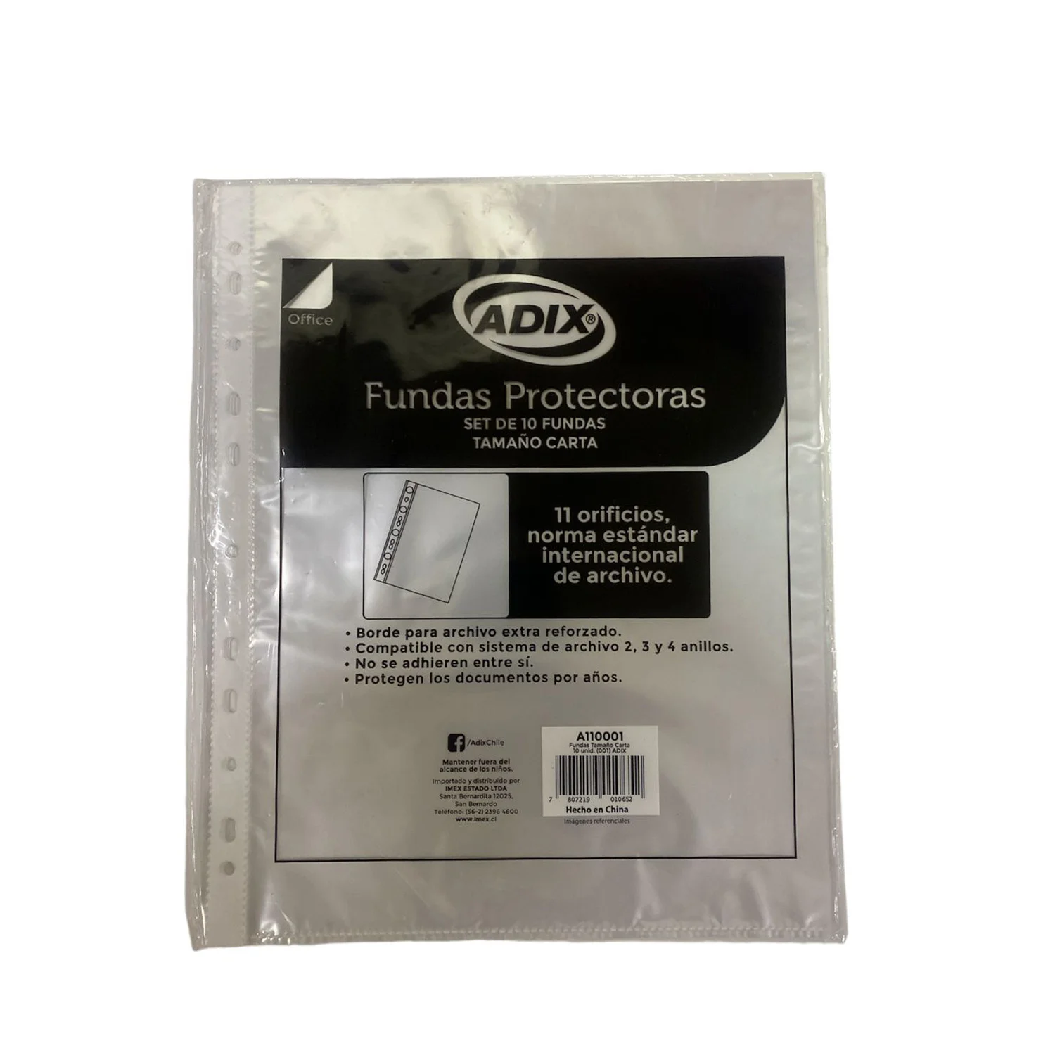Funda Plástica Transparente Adix para Archivador Carta(10ud)