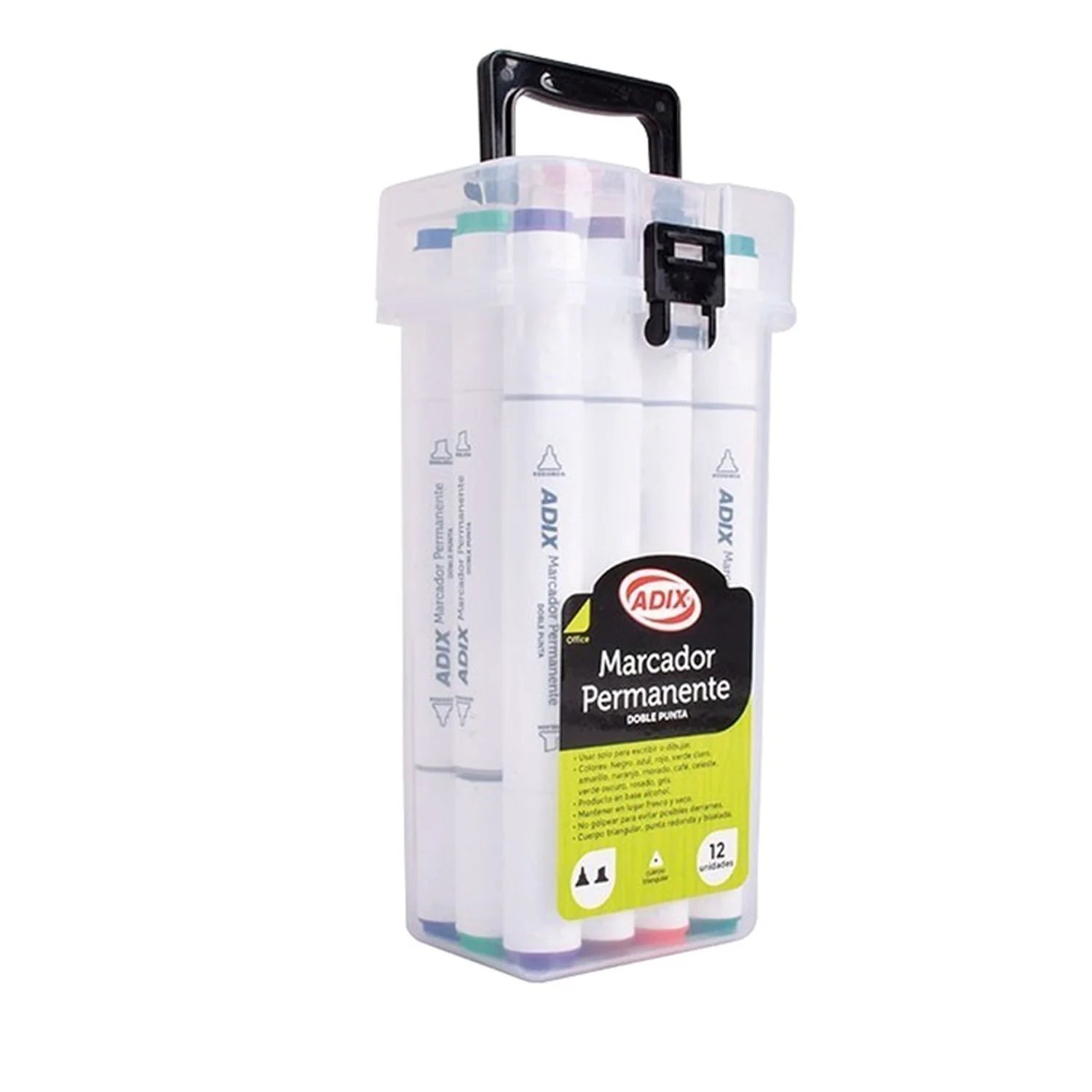 Marcador Permanente Adix 12 Colores Doble Punta