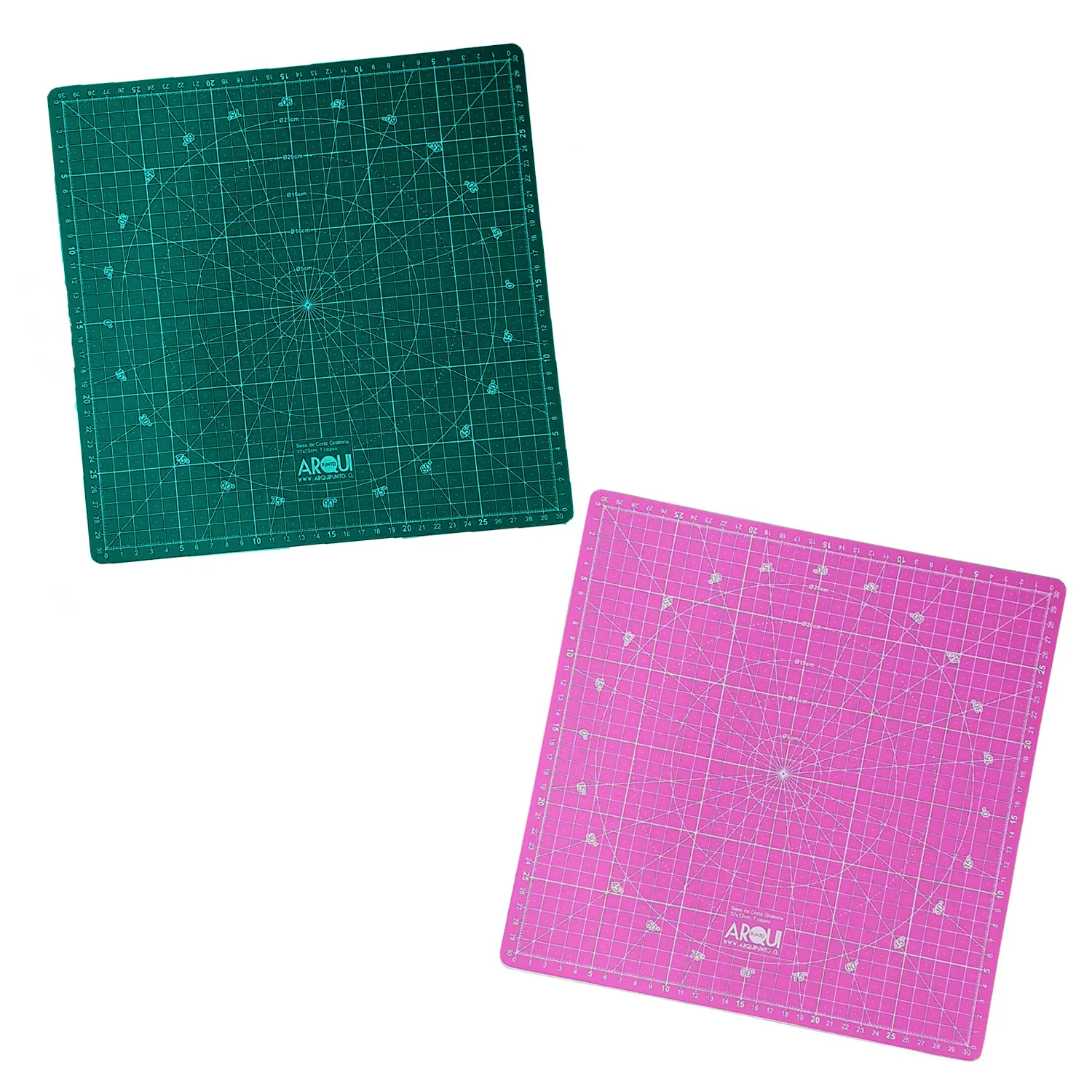 [BACO03232008VER] Base de Corte Rotatoria 32x32cm Cuadriculada y con Ángulos (Verde)