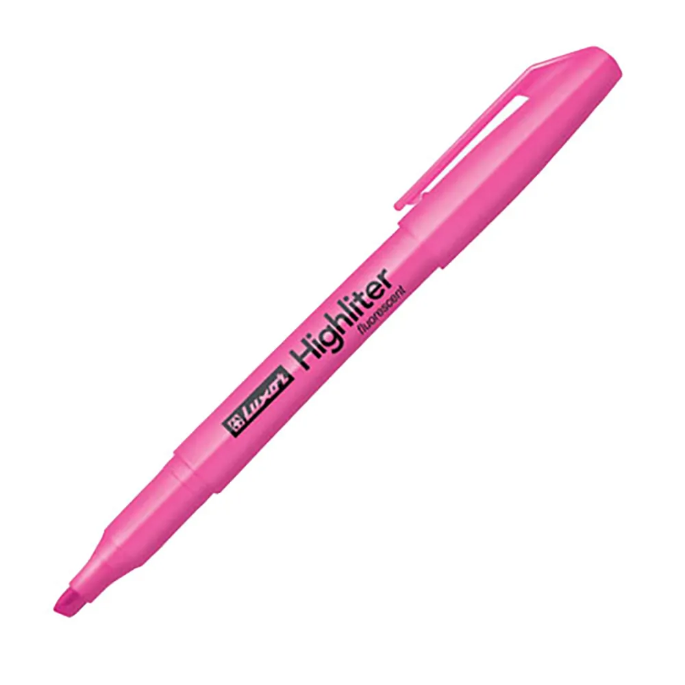 [#4144] Destacador Luxor Punta Biselada Delgada Highlighter (Rosado)