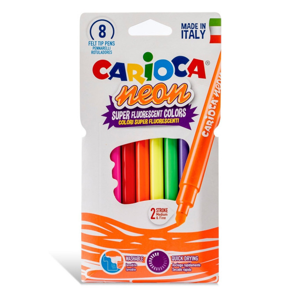 Plumones Carioca Neón (8 Colores)
