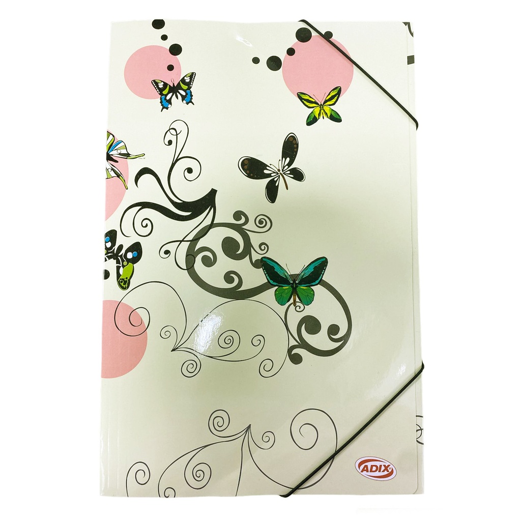 Carpeta Cartón Adix con Elástico Diseño Mariposa (Oficio)
