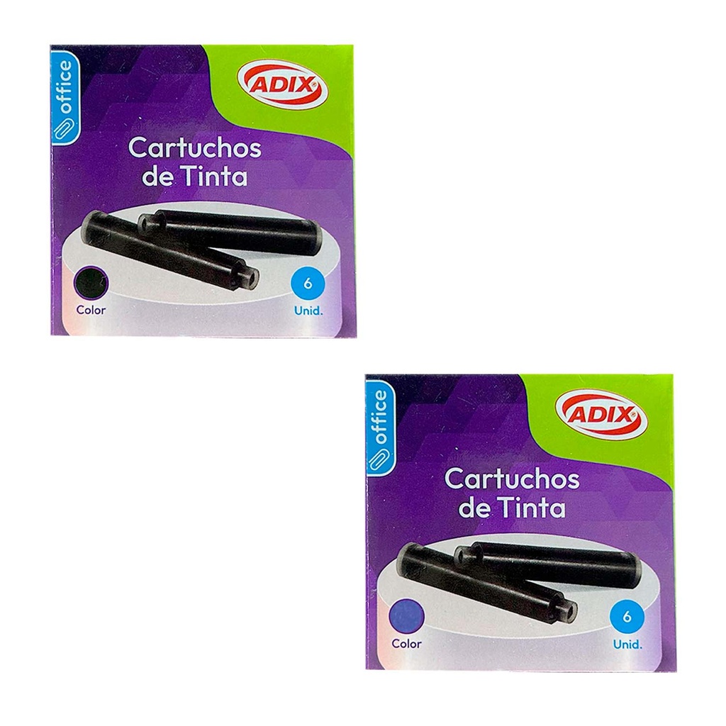 [A501002] Cartucho Corto De Tinta Para Pluma Adix 6u (Azul)