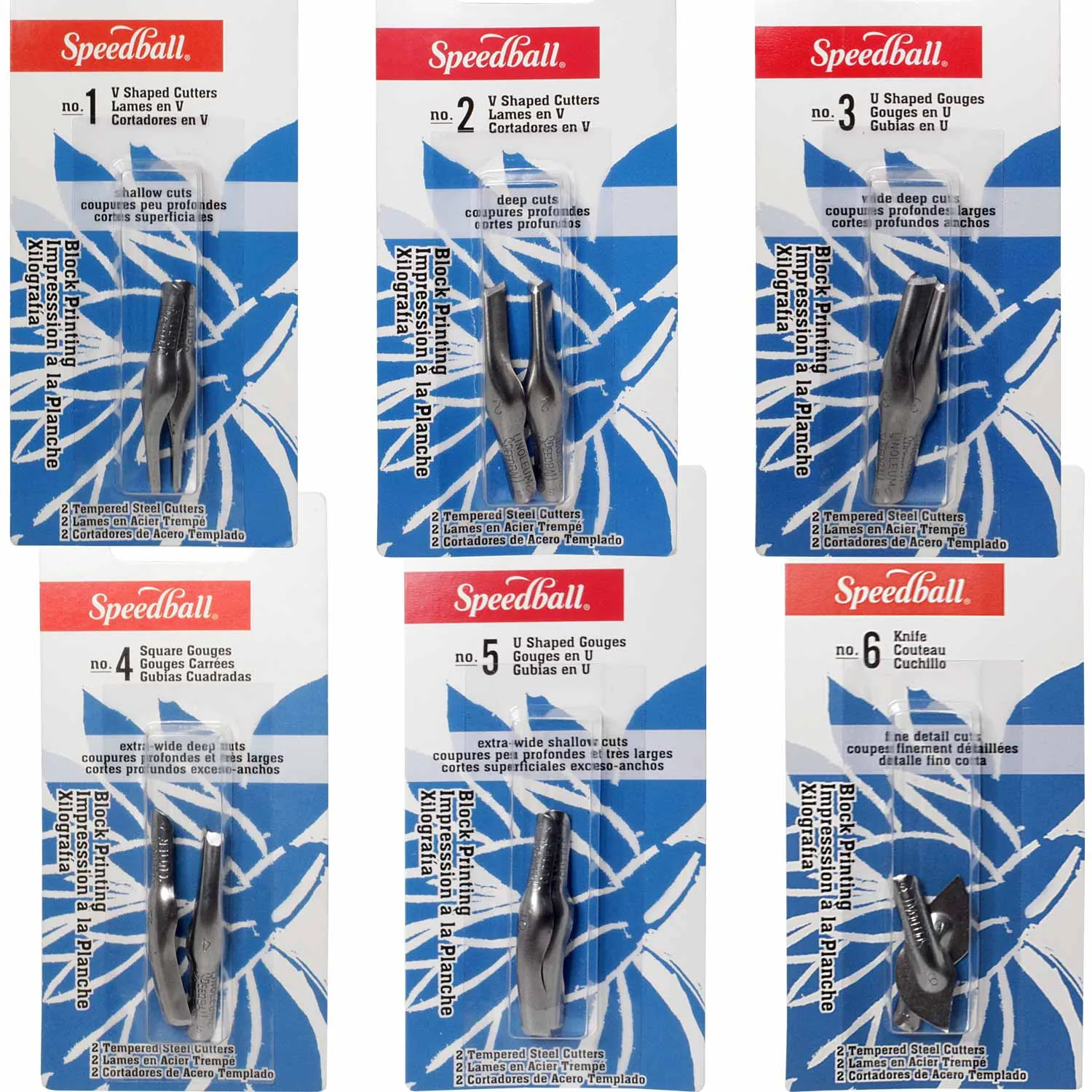 [41201] Gubias para linóleo Speedball 2 unidades de 1 grosor (#1 V Pequeña)