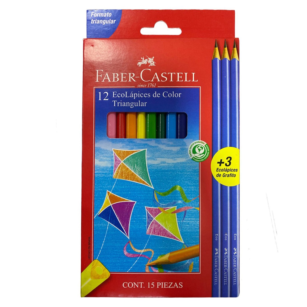 Lapices Faber-Castell Ecolápices Triangular 12+3 Grafitos