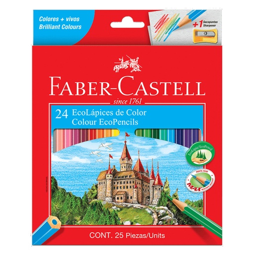 Lápices Faber-Castell Ecolápices 24 Colores + Sacapuntas