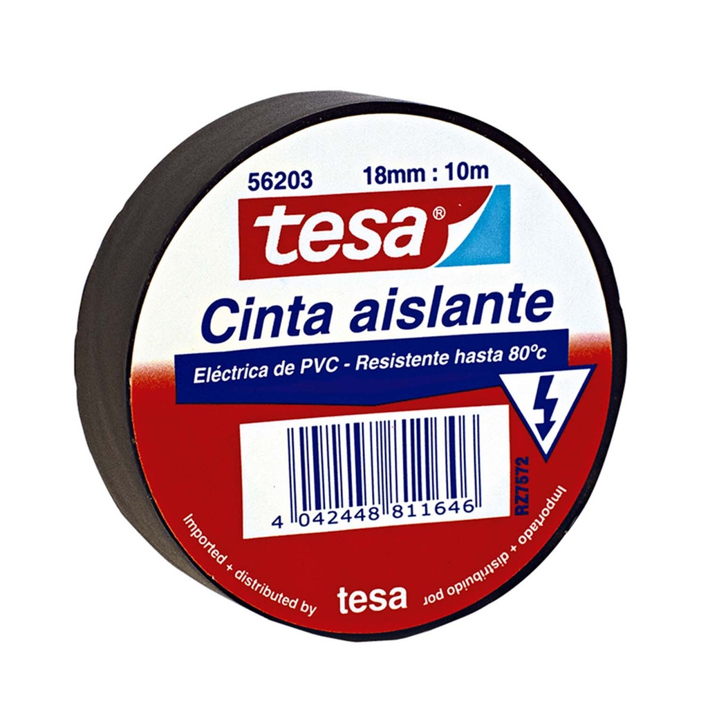 Cinta Adhesiva Aislante Tesa Negra 18mm x 10mts