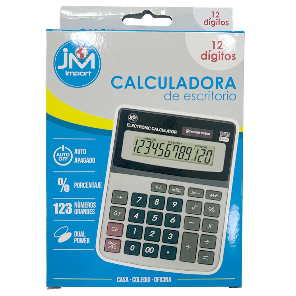 Calculadora Pila JM 12 Dígitos en Pantalla