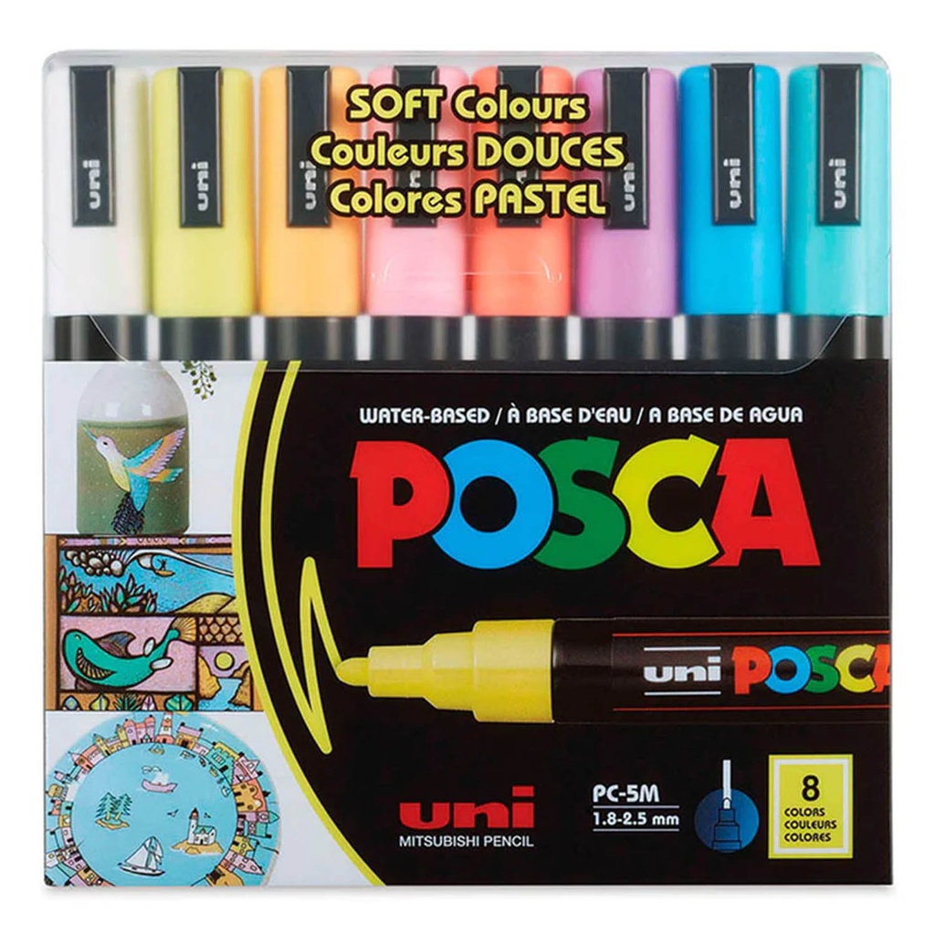 Marcador Uni Posca Set 8 Colores Pastel 5M